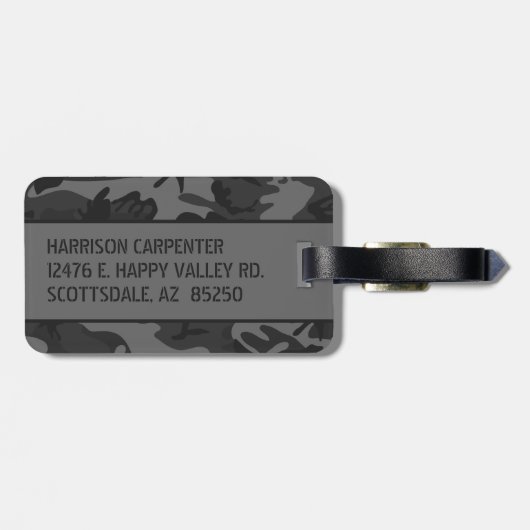 Personalisierte graue Camouflage Gepäckanhänger (Rückseite horizontal)