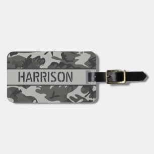 Personalisierte graue Camouflage Gepäckanhänger