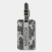 Personalisierte graue Camouflage Gepäckanhänger (Vorderseite vertikal)