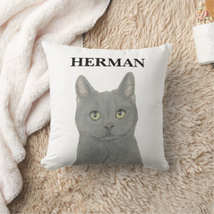 Personalisierte graue Chartreuse-Katze reversible Kissen