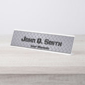 Personalisierte graue Diamantplatte im Industriest Schreibtischnamensplakette (Vorderseite )