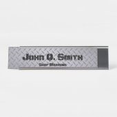 Personalisierte graue Diamantplatte im Industriest Schreibtischnamensplakette (Vorderseite )