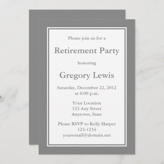 Personalisierte Graue Einladungen oder Ankündigung (Vorne/Hinten)