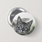 Personalisierte graue Katze mit Brillentaste Button (Vorne & Hinten)