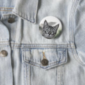 Personalisierte graue Katze mit Brillentaste Button (Beispiel)