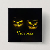 Personalisierte, graue Kürbisgesicht Button (Vorderseite)