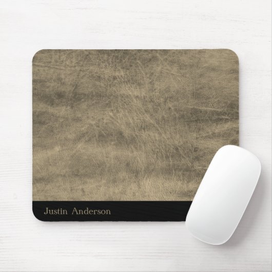 Personalisierte graue Ledermatte mit Initialen Mousepad (Mit Mouse)