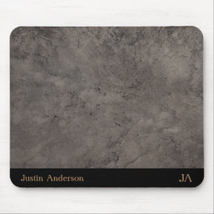 Personalisierte graue Ledermauspad mit Initialen Mousepad