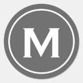 Personalisierte graue Minimal Classic Monogramm Runder Aufkleber (Vorderseite)