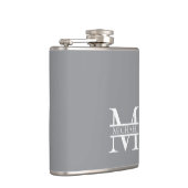Personalisierte Graue Monogramm und Name Flachmann (Rechts)
