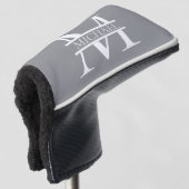 Personalisierte Graue Monogramm und Name Golf Headcover (3/4 Vorderseite)
