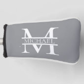 Personalisierte Graue Monogramm und Name Golf Headcover (Vorderseite)