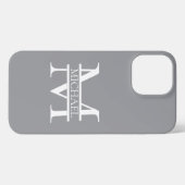 Personalisierte Graue Monogramm und Name iPhone Hülle (Rückseite (Horizontal))
