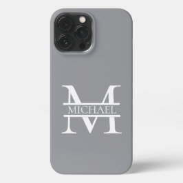 Personalisierte Graue Monogramm und Name iPhone 13 Pro Max Hülle