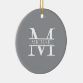 Personalisierte Graue Monogramm und Name Keramik Ornament (Rechts)