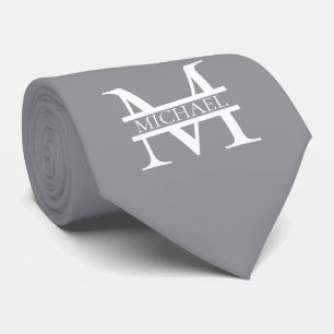 Personalisierte Graue Monogramm und Name Krawatte