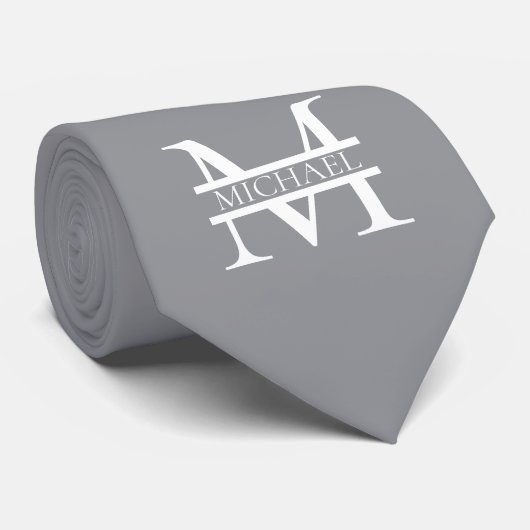 Personalisierte Graue Monogramm und Name Krawatte (Gerollt)