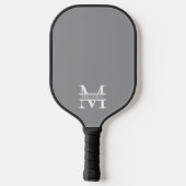 Personalisierte Graue Monogramm und Name Pickleball Schläger (Rückseite)