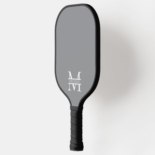 Personalisierte Graue Monogramm und Name Pickleball Schläger (Links)