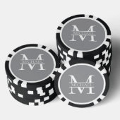 Personalisierte Graue Monogramm und Name Pokerchips (Stapel)