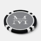 Personalisierte Graue Monogramm und Name Pokerchips (Einzeln)