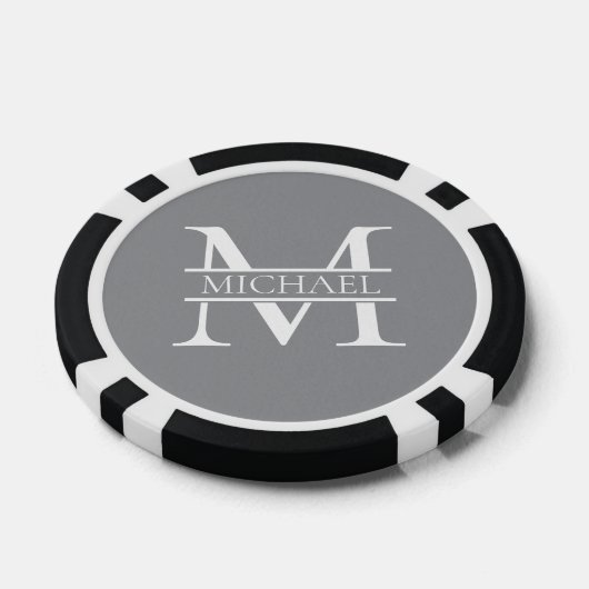 Personalisierte Graue Monogramm und Name Pokerchips (Einzeln)