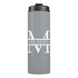 Personalisierte Graue Monogramm und Name Thermosbecher