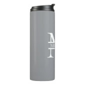 Personalisierte Graue Monogramm und Name Thermosbecher (Nach links gedreht)