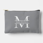 Personalisierte Graue Monogramm und Name Zubehörtasche (Vorderseite)