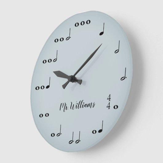 Personalisierte graue Musiknoten Uhr (Winkel)