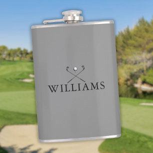 Personalisierte graue Namens-Golfschläger Flachmann