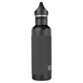 Personalisierte graue Pinstreifen Edelstahlflasche (Links)