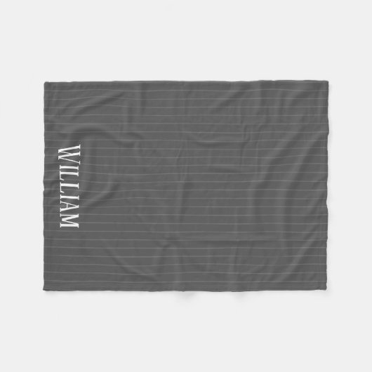 Personalisierte graue Pinstreifen Fleecedecke (Vorderseite (Horizontal))