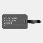 Personalisierte graue Pinstreifen Gepäckanhänger (Rückseite horizontal)
