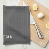 Personalisierte graue Pinstreifen Geschirrtuch (Viertel Falte)