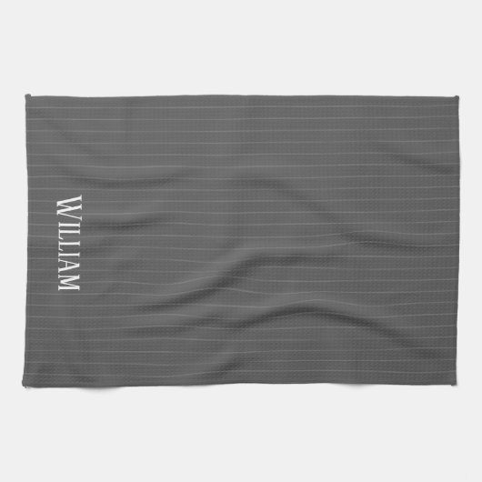 Personalisierte graue Pinstreifen Geschirrtuch (Horizontal)