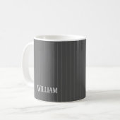 Personalisierte graue Pinstreifen Kaffeetasse (Vorderseite Links)