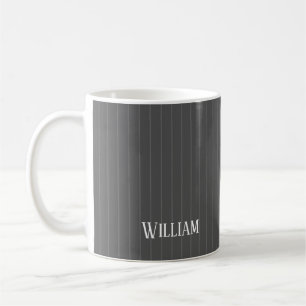 Personalisierte graue Pinstreifen Kaffeetasse