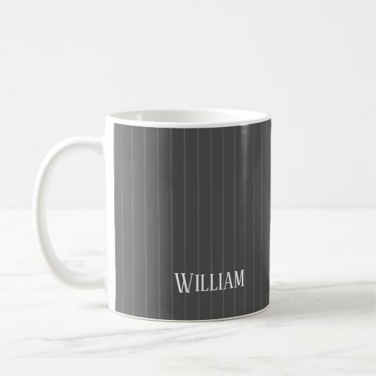 Personalisierte graue Pinstreifen Kaffeetasse (Links)
