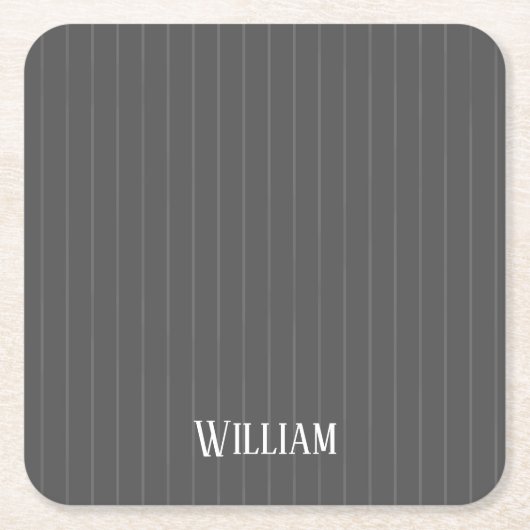 Personalisierte graue Pinstreifen Rechteckiger Pappuntersetzer (Vorderseite)