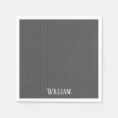 Personalisierte graue Pinstreifen Serviette (Vorderseite)