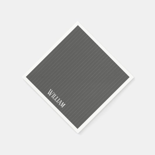 Personalisierte graue Pinstreifen Serviette (Ecke)