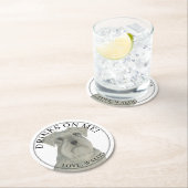 Personalisierte graue Silver Schnauzer Hundeschehe Runder Pappuntersetzer (Vor Ort)