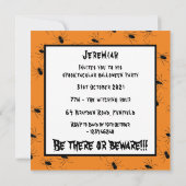 Personalisierte, graue Spinnen Halloween Einladung (Rückseite)