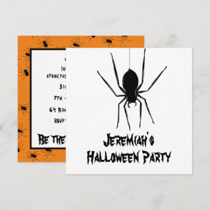 Personalisierte, graue Spinnen Halloween Einladung