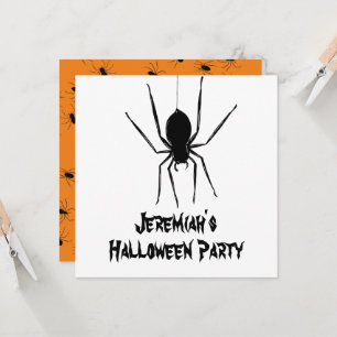 Personalisierte, graue Spinnen Halloween Einladung