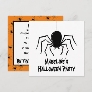 Personalisierte, graue Spinnen Halloween Einladung