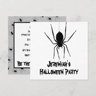 Personalisierte, graue Spinnen Halloween Einladung