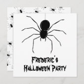 Personalisierte, graue Spinnen Halloween Einladung (Vorne/Hinten)