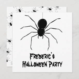 Personalisierte, graue Spinnen Halloween Einladung